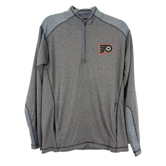 NHL Philadelphia Flyers 1/4 Zip Jacket Men's M Gray Hockey Long Sleeve EUC B50 - Picture 1 of 5